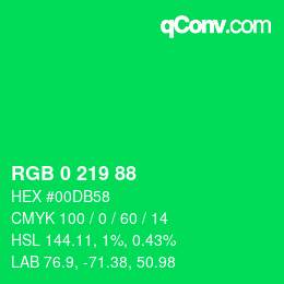 Color code: RGB 0 219 88 | qconv.com