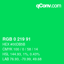 Color code: RGB 0 219 91 | qconv.com