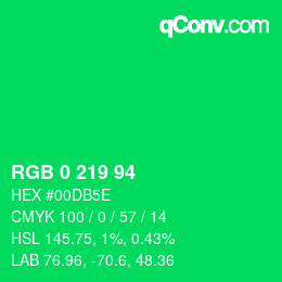 Color code: RGB 0 219 94 | qconv.com