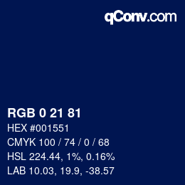 Color code: RGB 0 21 81 | qconv.com
