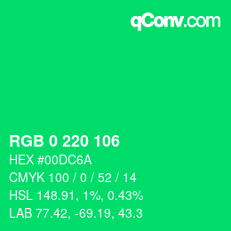 Color code: RGB 0 220 106 | qconv.com