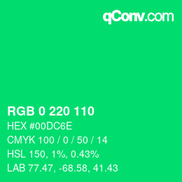 Color code: RGB 0 220 110 | qconv.com
