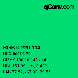 Color code: RGB 0 220 114 | qconv.com