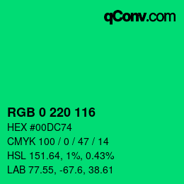 Color code: RGB 0 220 116 | qconv.com