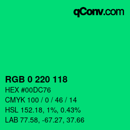 Color code: RGB 0 220 118 | qconv.com