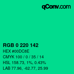 Color code: RGB 0 220 142 | qconv.com