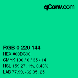 Color code: RGB 0 220 144 | qconv.com