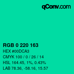 Color code: RGB 0 220 163 | qconv.com