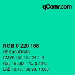 Color code: RGB 0 220 168 | qconv.com