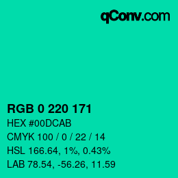 Color code: RGB 0 220 171 | qconv.com