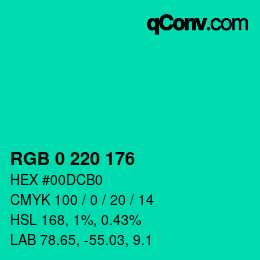 Color code: RGB 0 220 176 | qconv.com