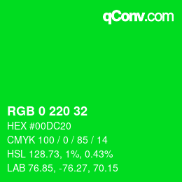 Color code: RGB 0 220 32 | qconv.com