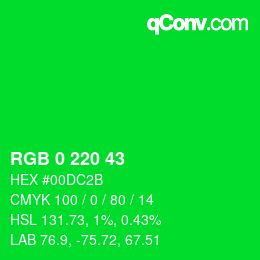 Farbcode: RGB 0 220 43 | qconv.com