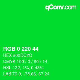 Farbcode: RGB 0 220 44 | qconv.com