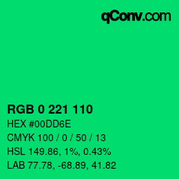 Color code: RGB 0 221 110 | qconv.com