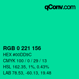 Color code: RGB 0 221 156 | qconv.com