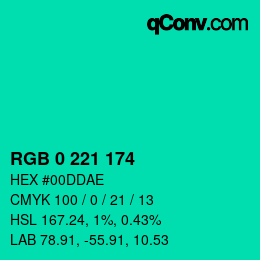 Color code: RGB 0 221 174 | qconv.com
