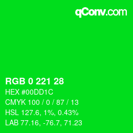 Color code: RGB 0 221 28 | qconv.com