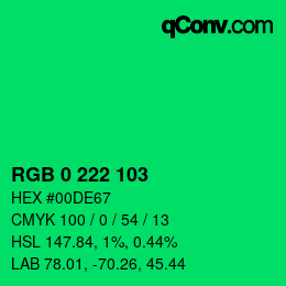 Color code: RGB 0 222 103 | qconv.com