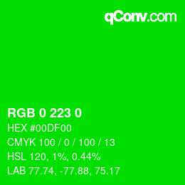 Color code: RGB 0 223 0 | qconv.com