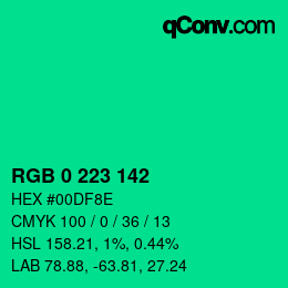 Color code: RGB 0 223 142 | qconv.com