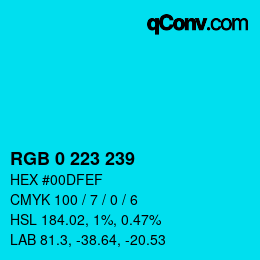 Color code: RGB 0 223 239 | qconv.com