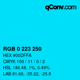 Color code: RGB 0 223 250 | qconv.com