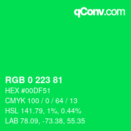 Color code: RGB 0 223 81 | qconv.com