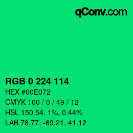 颜色代码: RGB 0 224 114 | qconv.com