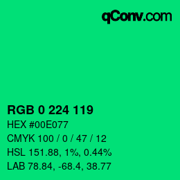 Color code: RGB 0 224 119 | qconv.com