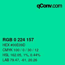 Color code: RGB 0 224 157 | qconv.com