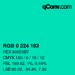 Farbcode: RGB 0 224 183 | qconv.com