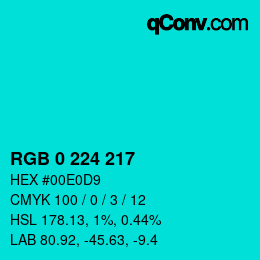 Color code: RGB 0 224 217 | qconv.com