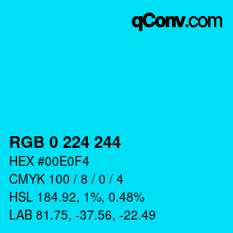 Color code: RGB 0 224 244 | qconv.com