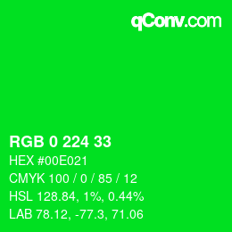 Color code: RGB 0 224 33 | qconv.com