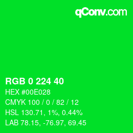 Color code: RGB 0 224 40 | qconv.com