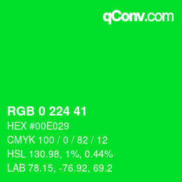 Color code: RGB 0 224 41 | qconv.com