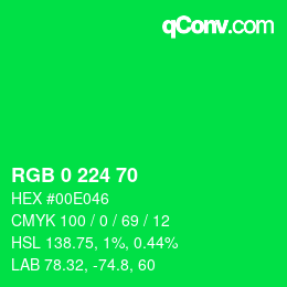 颜色代码: RGB 0 224 70 | qconv.com