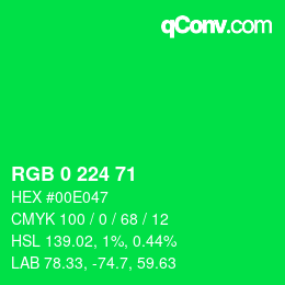 颜色代码: RGB 0 224 71 | qconv.com