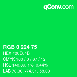 颜色代码: RGB 0 224 75 | qconv.com