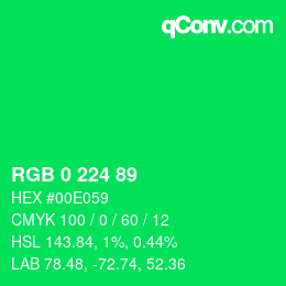 Color code: RGB 0 224 89 | qconv.com