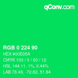 颜色代码: RGB 0 224 90 | qconv.com