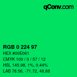 Color code: RGB 0 224 97 | qconv.com