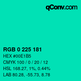 Color code: RGB 0 225 181 | qconv.com
