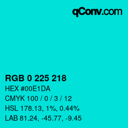 Color code: RGB 0 225 218 | qconv.com