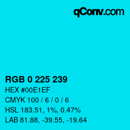 Color code: RGB 0 225 239 | qconv.com