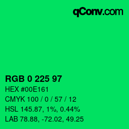 Color code: RGB 0 225 97 | qconv.com
