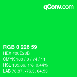 Color code: RGB 0 226 59 | qconv.com