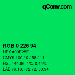 Color code: RGB 0 226 94 | qconv.com