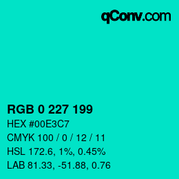 Color code: RGB 0 227 199 | qconv.com